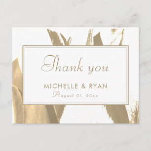 Elegant Golden Tulip Floral Photo Wedding Card