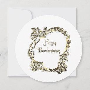 Elegant Golden Turkey Happy Thanksgiving Text Holiday Card