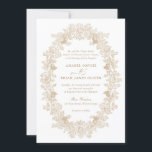 Elegant Golden Vintage Floral Ornament Wedding Invitation<br><div class="desc">Elegant Golden Vintage Floral Wreath Ornament Wedding. Traditional Wedding Invitation Wording Template. Modern Calligraphy Script Invitation</div>