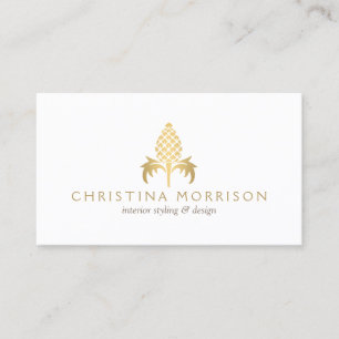 Elegant Golden Vintage Pineapple Business Card