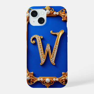 Elegant Golden W Monogram Decorated With Pearls iPhone 15 Case