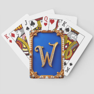 Elegant Golden W Monogram Decorated With Pearls Playing Cards