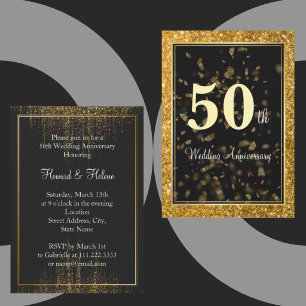 Elegant Golden Wedding 50th Anniversary Invitation