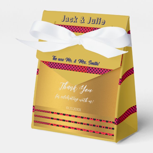 Elegant Golden Wedding Celebration Favour Box (Front Side)