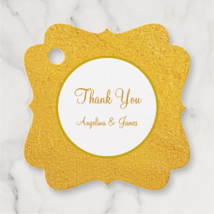 Elegant golden & white Thank You Wedding Favour Tags