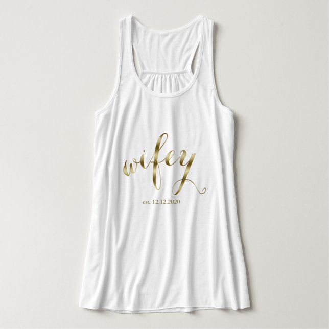 Elegant Golden "wifey" script Honeymoon Singlet (Design Front)