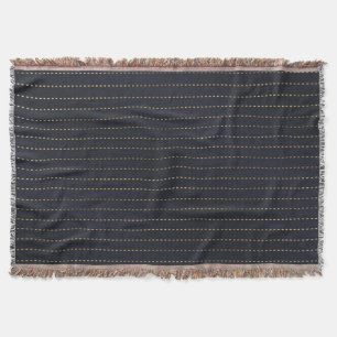 Elegant Golden Yellow Dashed Stripes Bluish Grey Throw Blanket