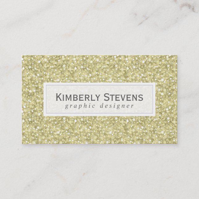 Elegant Golden Yellow Glitter & Sparkles Business Card (Front)