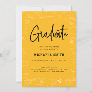 Elegant Golden Yellow Graduate Math Graduation Invitation