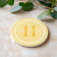 Elegant Golden Yellow Round Monogram Script