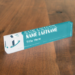 Elegant Goldenrod & Maroon custom name Desk Name Nameplate