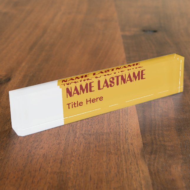 Elegant Goldenrod & Maroon custom name Nameplate (Side)