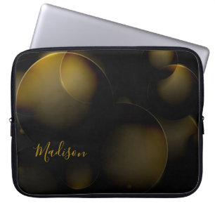 Elegant Goldish Abstract Texture and Customisation Laptop Sleeve