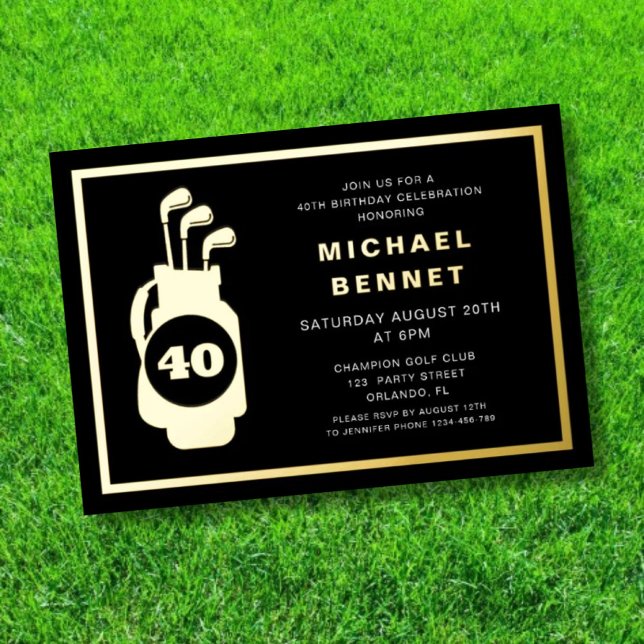 Elegant Golf 40th Birthday (Elegant Golf 40th Birthday Foil Invitation)