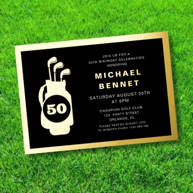 Elegant Golf 50th Birthday (Elegant Golf 50th Birthday Foil Invitation)