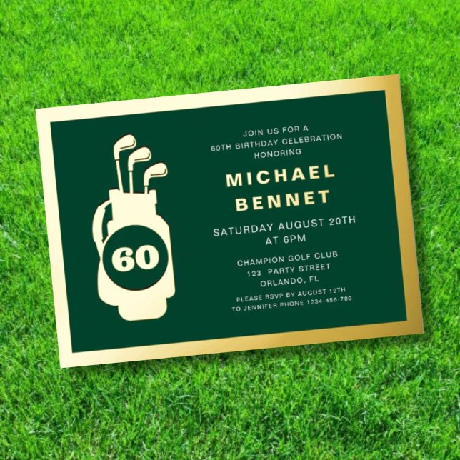 Elegant Golf 60th Birthday Gold (Elegant Golf 60th Birthday Gold Foil Invitation)