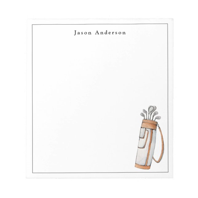 Elegant golf bag Personalised Golfers  Notepad (Front)