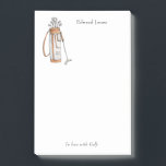 Elegant Golf bag with Initials Notepad<br><div class="desc">This Personalised golf themed Note pad features golf bag Illustration with your Initials with text at the bottom "In love with GOLF" ( the tag lineman be changed). Perfect gift for golf lovers. Customise with your name by "Edit this design template" boxes on the right hand side of the item,...</div>