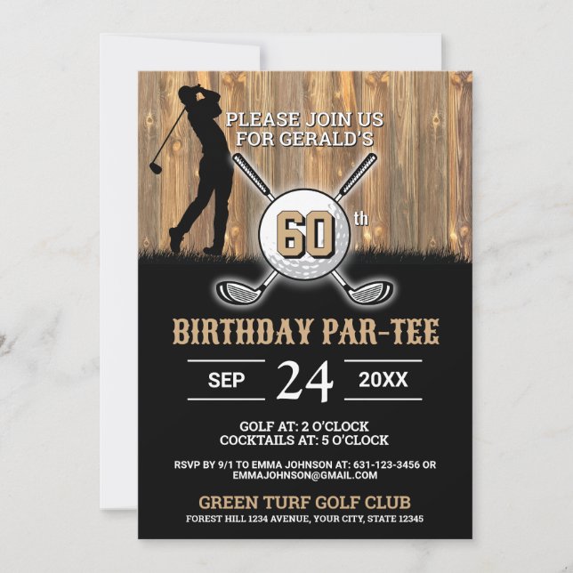 Elegant Golf Birthday Design Invitation (Front)