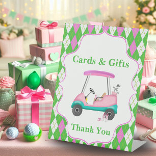 Elegant Golf Cart Ready For Baby Shower  Pedestal Sign