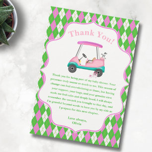 Elegant Golf Cart Ready For Baby Shower Thank You Card