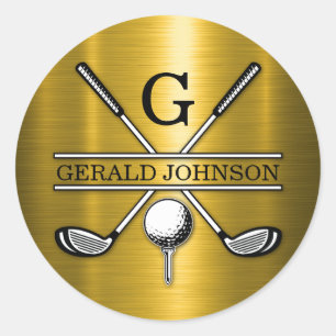 Elegant Golf Monogr... Classic Round Sticker