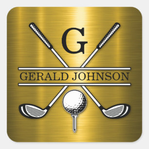Elegant Golf Monogr... Square Sticker
