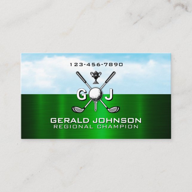 Elegant Golf Monogram Design Business Card (Front)