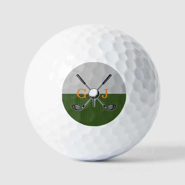 Elegant Golf Monogram Design Golf Balls (Front)