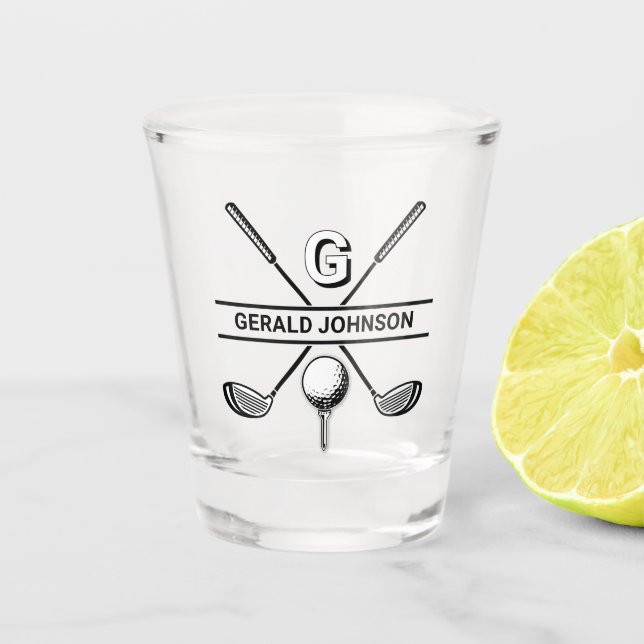 Elegant Golf Monogram Design Shot Glass (Front)