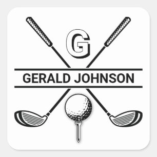 Elegant Golf Monogram Design Square Sticker