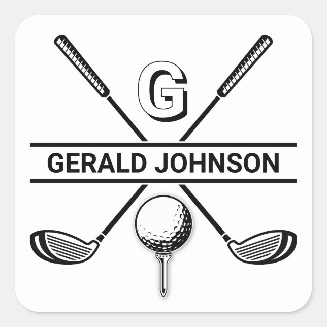 Elegant Golf Monogram Design Square Sticker (Front)