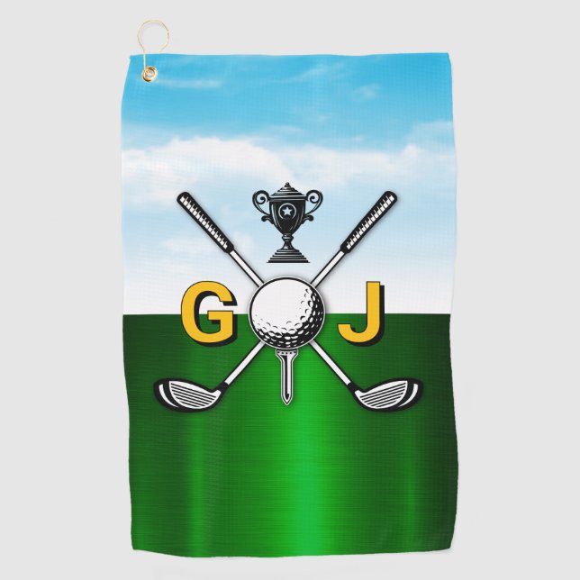 Elegant Golf Monogram Design Towel (Front)