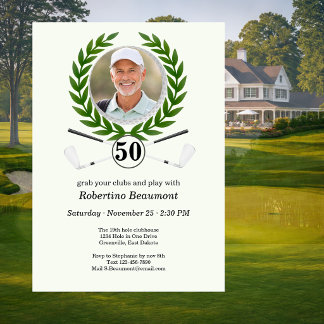 Elegant Golf Theme Player Experience 50th birthday Invitation
