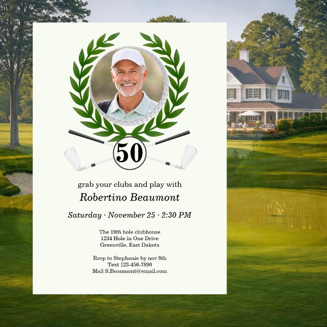 Elegant Golf Theme Player Experience 50th birthday Invitation (Creator Uploaded)