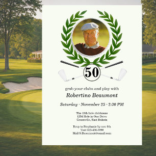 Elegant Golf Theme Player Experience 50th birthday Invitation