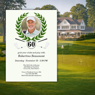 Elegant Golf Theme Player Experience 60th birthday Invitation
