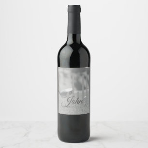 Elegant Golfer Monogram Initials Name For Him Wine Label