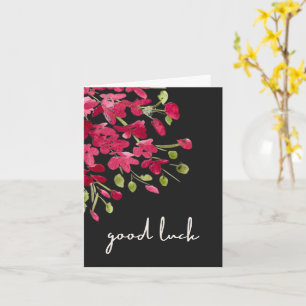Elegant "Good Luck" Watercolor Wildflower Card