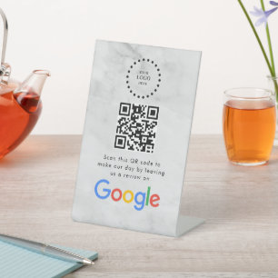 Elegant Google reviews qr code tabletop sign