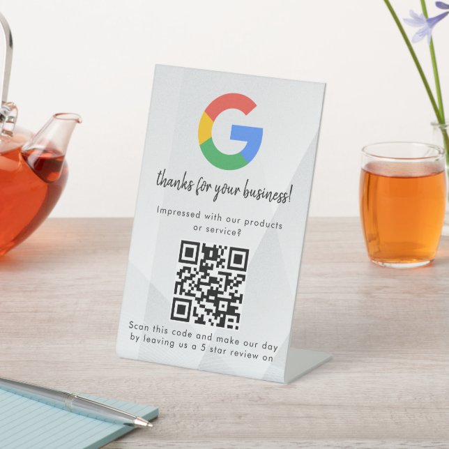 Elegant Google reviews qr code tabletop sign (In SItu)