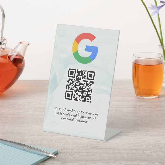 Elegant Google reviews qr code tabletop sign (In SItu)
