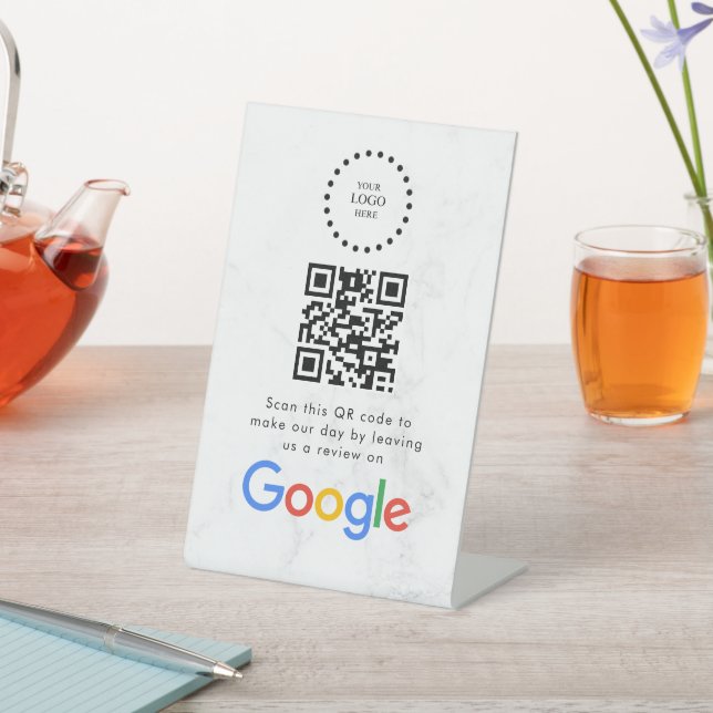 Elegant Google reviews qr code tabletop sign (In SItu)