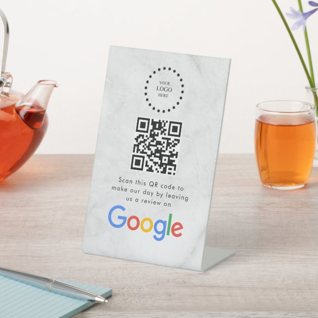 Elegant Google reviews qr code tabletop sign (In SItu)