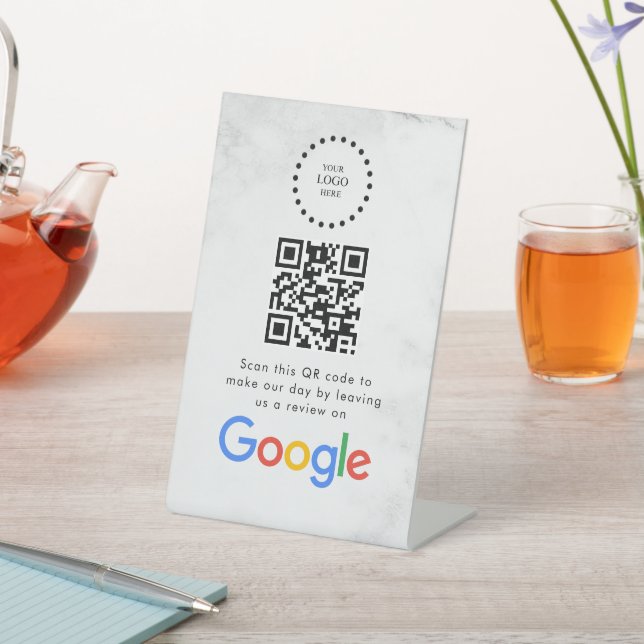 Elegant Google reviews qr code tabletop sign (In SItu)