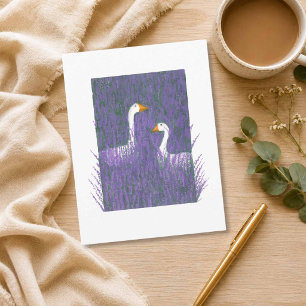Elegant Goose in a Lavender Garden Art Postcard