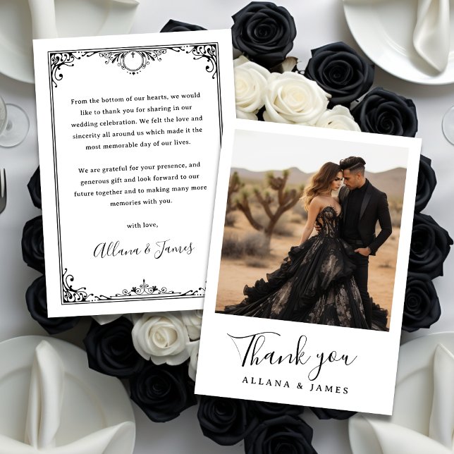 Elegant Goth Glam Wedding Thank You Card (Creator Uploaded)
