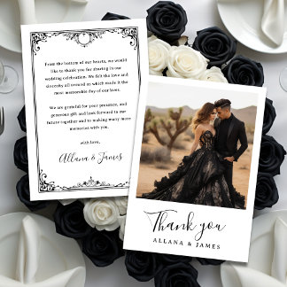 Elegant Goth Glam Wedding Thank You Card