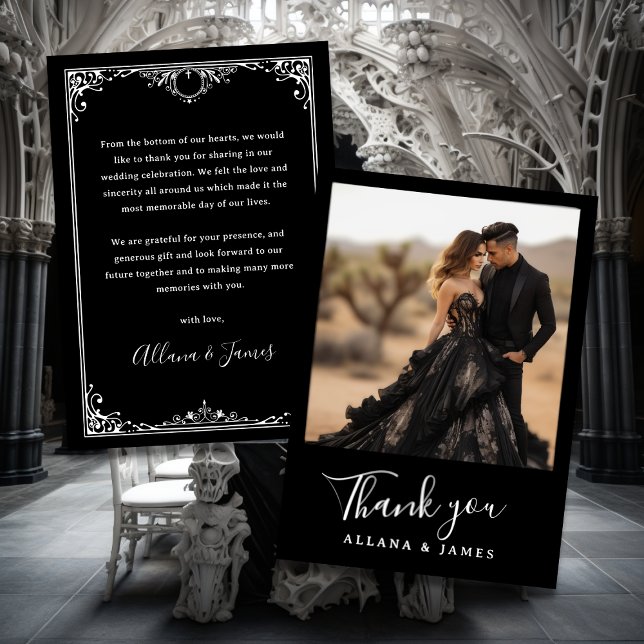 Elegant Goth Glam Wedding Thank You Card (Creator Uploaded)