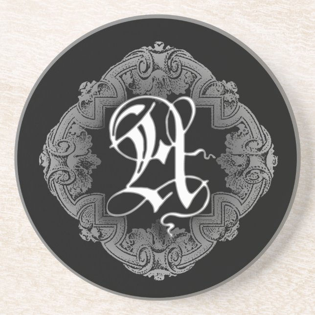 Elegant Goth Initial A Coaster (Front)